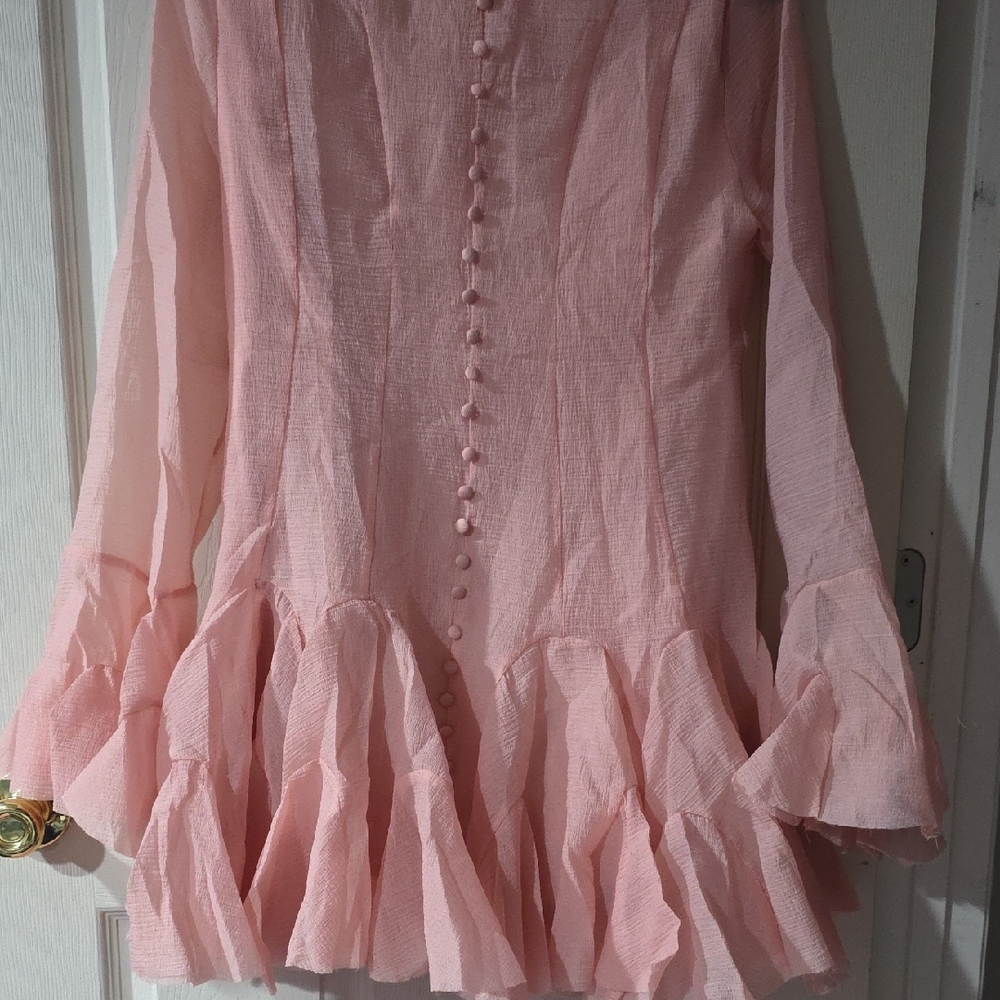 Stylish Pink Ruffle Dress - Picture 4 of 9